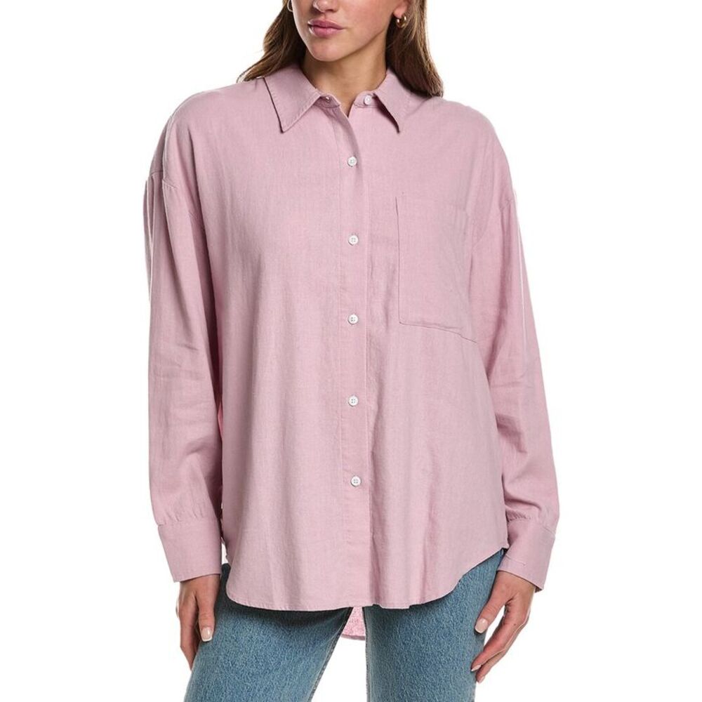Electric & Rose Womens  Linen-Blend Boyfriend Shirt, Pink